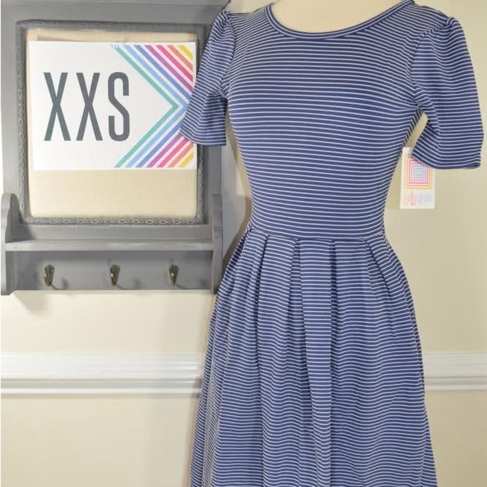 Classic Blue Striped LuLaRoe Amelia Dress